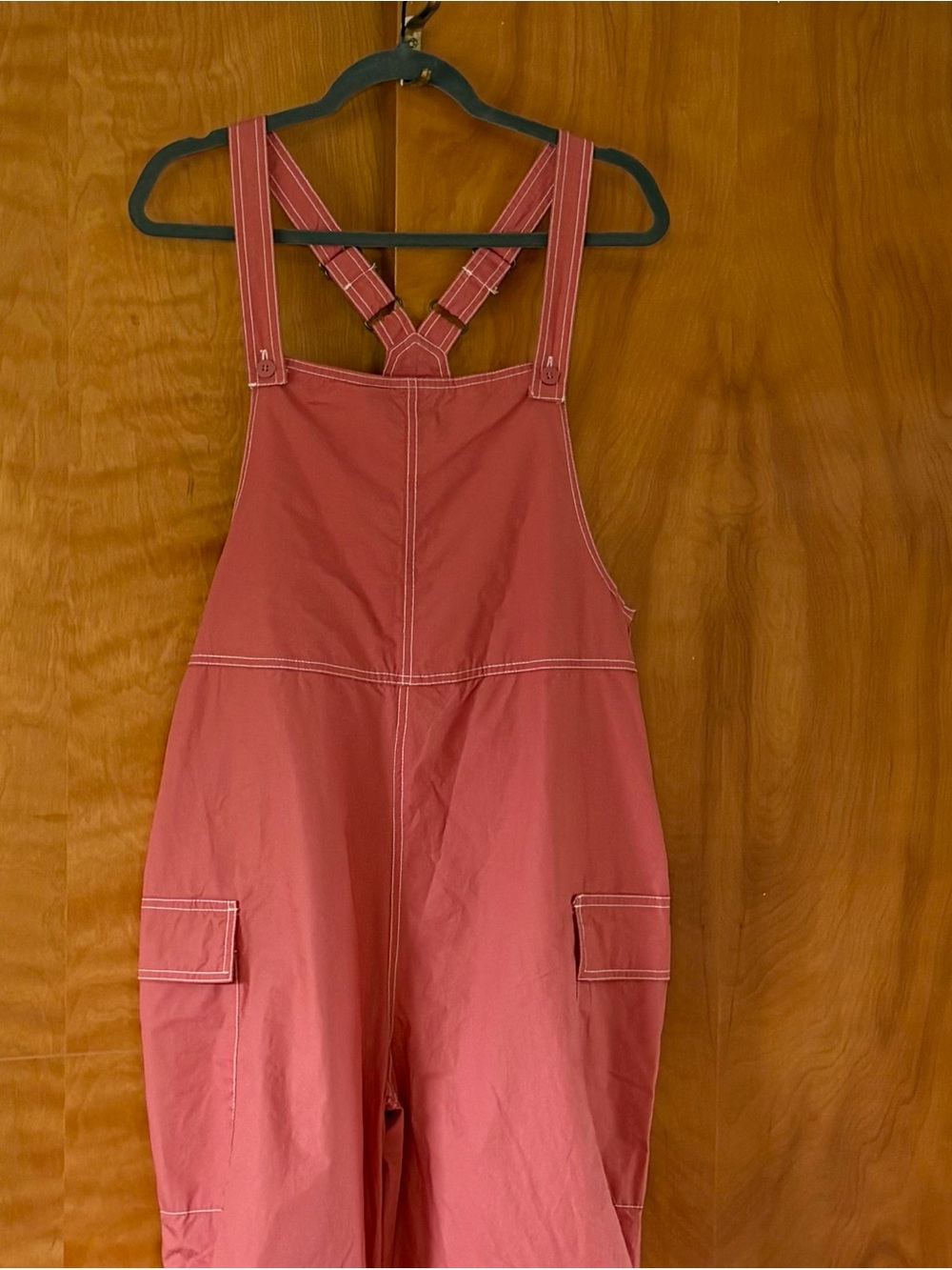 HUNTER & BROWN Women's Cargo Jumpsuit - Coral size L